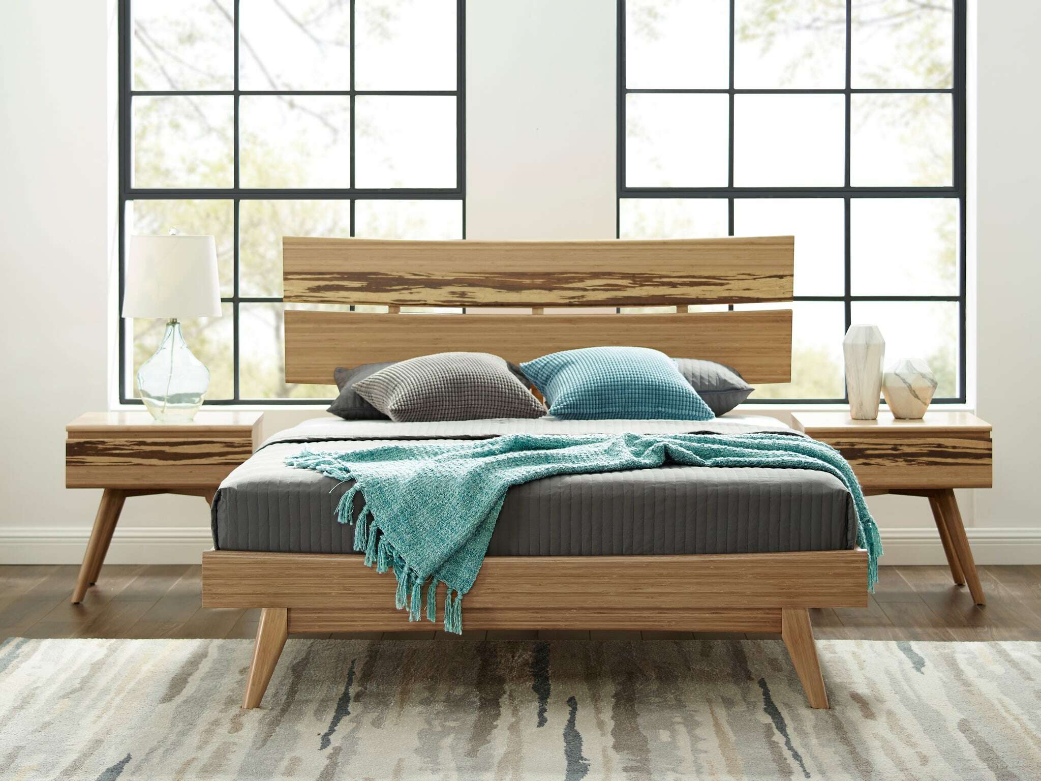 Azara Platform Bed - Carmelized